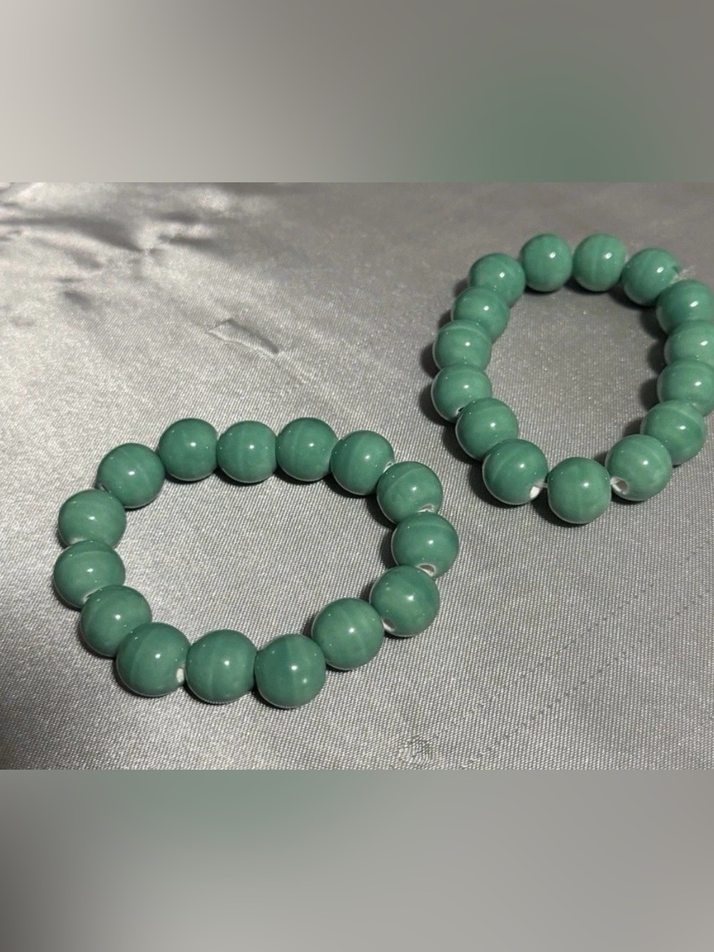 Handmade Green Beaded Stretch Bracelets lot of 2 - Women Jewelry